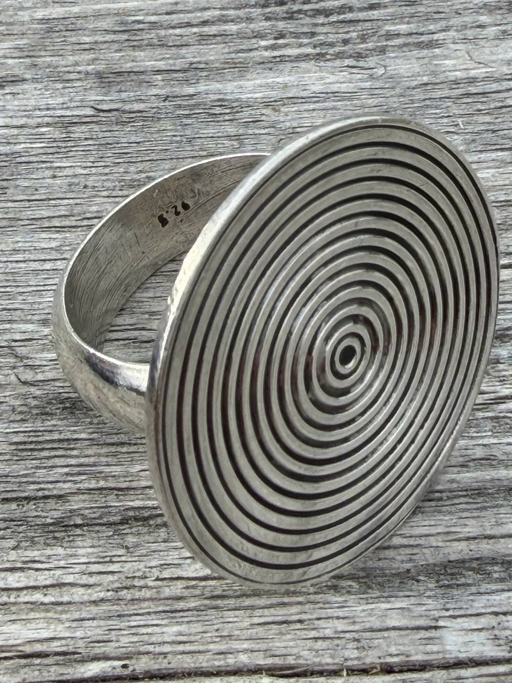 Vintage 925 Sterling Silver Concentric Spiral Statement Ring - Size 7.5